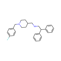 Fc1ccc(CN2CCC(CNCC(c3ccccc3)c3ccccc3)CC2)cc1 ZINC000013489685