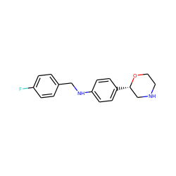 Fc1ccc(CNc2ccc([C@H]3CNCCO3)cc2)cc1 ZINC000149923978