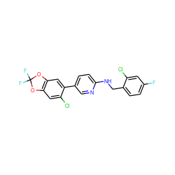 Fc1ccc(CNc2ccc(-c3cc4c(cc3Cl)OC(F)(F)O4)cn2)c(Cl)c1 ZINC000207720361