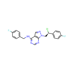 Fc1ccc(CNc2ncnc3c2cnn3C[C@@H](Cl)c2ccc(F)cc2)cc1 ZINC000029136095