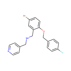 Fc1ccc(COc2ccc(Br)cc2CNCc2ccncc2)cc1 ZINC000004661537