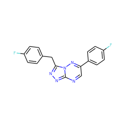 Fc1ccc(Cc2nnc3ncc(-c4ccc(F)cc4)nn23)cc1 ZINC000095555849