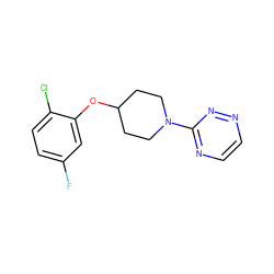 Fc1ccc(Cl)c(OC2CCN(c3nccnn3)CC2)c1 ZINC000165766261