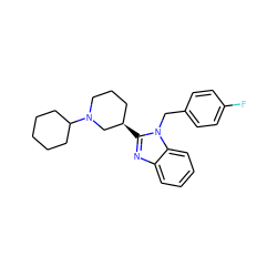 Fc1ccc(Cn2c([C@@H]3CCCN(C4CCCCC4)C3)nc3ccccc32)cc1 ZINC000049071285