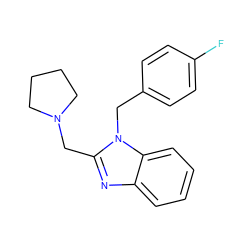 Fc1ccc(Cn2c(CN3CCCC3)nc3ccccc32)cc1 ZINC000076555528