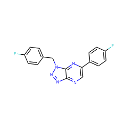 Fc1ccc(Cn2nnc3ncc(-c4ccc(F)cc4)nc32)cc1 ZINC000095557041