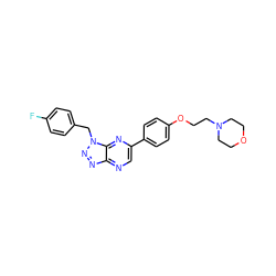 Fc1ccc(Cn2nnc3ncc(-c4ccc(OCCN5CCOCC5)cc4)nc32)cc1 ZINC000043082731