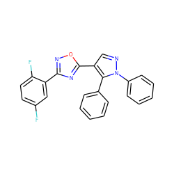 Fc1ccc(F)c(-c2noc(-c3cnn(-c4ccccc4)c3-c3ccccc3)n2)c1 ZINC000114562871