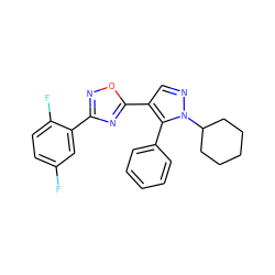 Fc1ccc(F)c(-c2noc(-c3cnn(C4CCCCC4)c3-c3ccccc3)n2)c1 ZINC000114612408