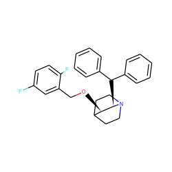 Fc1ccc(F)c(CO[C@@H]2C3CCN(CC3)[C@@H]2C(c2ccccc2)c2ccccc2)c1 ZINC000013744507