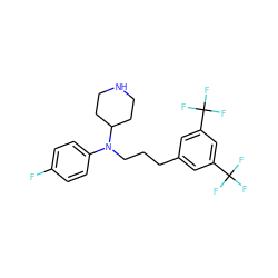 Fc1ccc(N(CCCc2cc(C(F)(F)F)cc(C(F)(F)F)c2)C2CCNCC2)cc1 ZINC000013437284