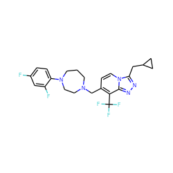 Fc1ccc(N2CCCN(Cc3ccn4c(CC5CC5)nnc4c3C(F)(F)F)CC2)c(F)c1 ZINC001772632919