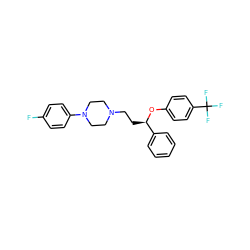 Fc1ccc(N2CCN(CC[C@@H](Oc3ccc(C(F)(F)F)cc3)c3ccccc3)CC2)cc1 ZINC000013861730