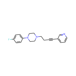 Fc1ccc(N2CCN(CCC#Cc3cccnc3)CC2)cc1 ZINC000052604065