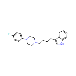 Fc1ccc(N2CCN(CCCCc3c[nH]c4ccccc34)CC2)cc1 ZINC000013741506