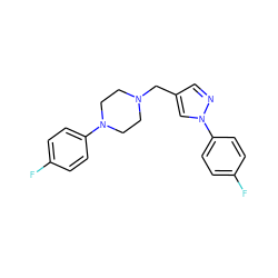 Fc1ccc(N2CCN(Cc3cnn(-c4ccc(F)cc4)c3)CC2)cc1 ZINC000045358767