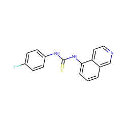 Fc1ccc(NC(=S)Nc2cccc3cnccc23)cc1 ZINC000013685222