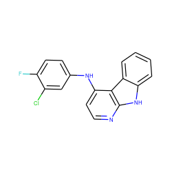 Fc1ccc(Nc2ccnc3[nH]c4ccccc4c23)cc1Cl ZINC000169312103