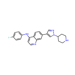 Fc1ccc(Nc2ccnc3cc(-c4cnn(C5CCNCC5)c4)ccc23)cc1 ZINC001772615505