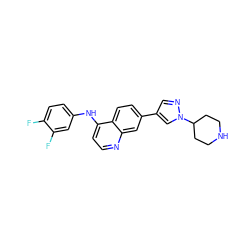 Fc1ccc(Nc2ccnc3cc(-c4cnn(C5CCNCC5)c4)ccc23)cc1F ZINC001772616765