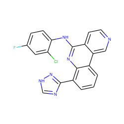 Fc1ccc(Nc2nc3c(-c4nc[nH]n4)cccc3c3cnccc23)c(Cl)c1 ZINC000073160838