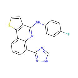 Fc1ccc(Nc2nc3c(-c4nc[nH]n4)cccc3c3sccc23)cc1 ZINC000084617363