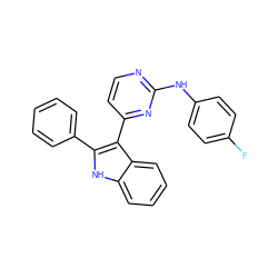 Fc1ccc(Nc2nccc(-c3c(-c4ccccc4)[nH]c4ccccc34)n2)cc1 ZINC000072107084