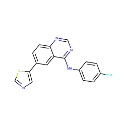 Fc1ccc(Nc2ncnc3ccc(-c4cncs4)cc23)cc1 ZINC000299851085