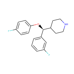 Fc1ccc(O[C@H](c2cccc(F)c2)C2CCNCC2)cc1 ZINC000013530921