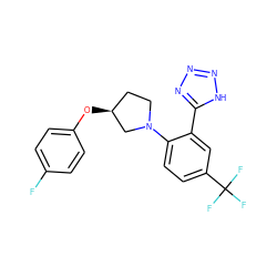 Fc1ccc(O[C@H]2CCN(c3ccc(C(F)(F)F)cc3-c3nnn[nH]3)C2)cc1 ZINC000103252363