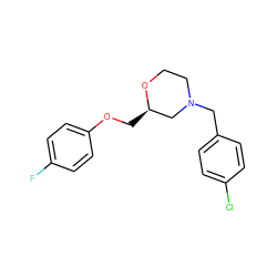 Fc1ccc(OC[C@@H]2CN(Cc3ccc(Cl)cc3)CCO2)cc1 ZINC000034686953