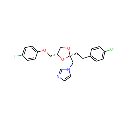 Fc1ccc(OC[C@@H]2CO[C@@](CCc3ccc(Cl)cc3)(Cn3ccnc3)O2)cc1 ZINC000040914690