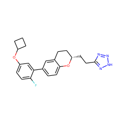 Fc1ccc(OC2CCC2)cc1-c1ccc2c(c1)CC[C@H](CCc1nn[nH]n1)O2 ZINC001772603775