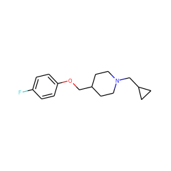 Fc1ccc(OCC2CCN(CC3CC3)CC2)cc1 ZINC000000013938