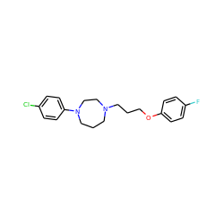 Fc1ccc(OCCCN2CCCN(c3ccc(Cl)cc3)CC2)cc1 ZINC000073199173