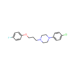 Fc1ccc(OCCCN2CCN(c3ccc(Cl)cc3)CC2)cc1 ZINC000073239729