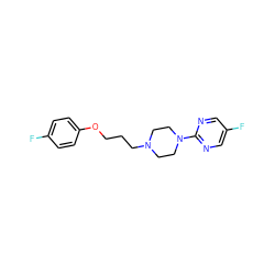 Fc1ccc(OCCCN2CCN(c3ncc(F)cn3)CC2)cc1 ZINC000029560975