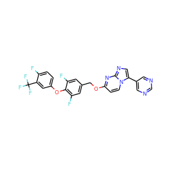 Fc1ccc(Oc2c(F)cc(COc3ccn4c(-c5cncnc5)cnc4n3)cc2F)cc1C(F)(F)F ZINC000473155166