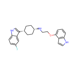 Fc1ccc2[nH]cc([C@H]3CC[C@@H](NCCOc4cccc5[nH]ccc45)CC3)c2c1 ZINC000101001039