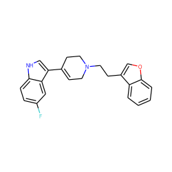 Fc1ccc2[nH]cc(C3=CCN(CCc4coc5ccccc45)CC3)c2c1 ZINC000045390935