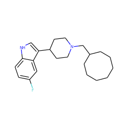 Fc1ccc2[nH]cc(C3CCN(CC4CCCCCCC4)CC3)c2c1 ZINC000036221547