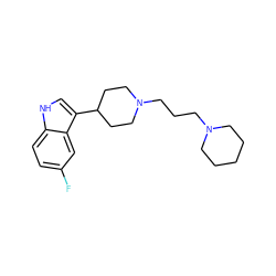 Fc1ccc2[nH]cc(C3CCN(CCCN4CCCCC4)CC3)c2c1 ZINC000034007903