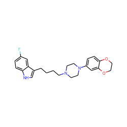 Fc1ccc2[nH]cc(CCCCN3CCN(c4ccc5c(c4)OCCO5)CC3)c2c1 ZINC000013582462