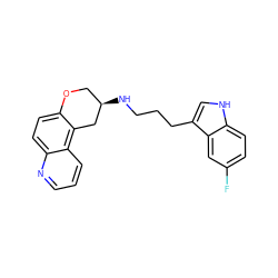 Fc1ccc2[nH]cc(CCCN[C@@H]3COc4ccc5ncccc5c4C3)c2c1 ZINC000028821544