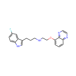 Fc1ccc2[nH]cc(CCCNCCOc3cccc4nccnc34)c2c1 ZINC000013581102