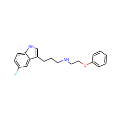 Fc1ccc2[nH]cc(CCCNCCOc3ccccc3)c2c1 ZINC000013581087