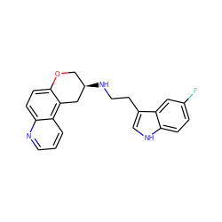 Fc1ccc2[nH]cc(CCN[C@@H]3COc4ccc5ncccc5c4C3)c2c1 ZINC000028821552