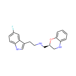 Fc1ccc2[nH]cc(CCNC[C@@H]3CNc4ccccc4O3)c2c1 ZINC000028571372
