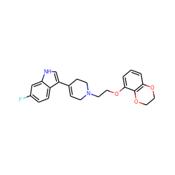 Fc1ccc2c(C3=CCN(CCOc4cccc5c4OCCO5)CC3)c[nH]c2c1 ZINC000000595487