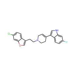 Fc1ccc2c(C3=CCN(CCc4coc5cc(Cl)ccc45)CC3)c[nH]c2c1 ZINC000045358717